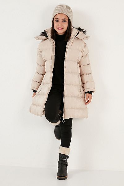 Lela Plush Lined Faux Fur Collar Removable Hooded Winter Girl's Coat 5766038