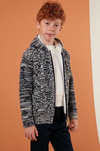 Lela Zippered Hooded Plush Winter Cardigan Boy's Cardigan 633mj412