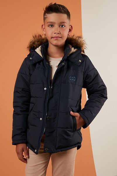 Lela Hooded Winter Coat with Faux Fur Collar and Plush Lining for Boys 6036024