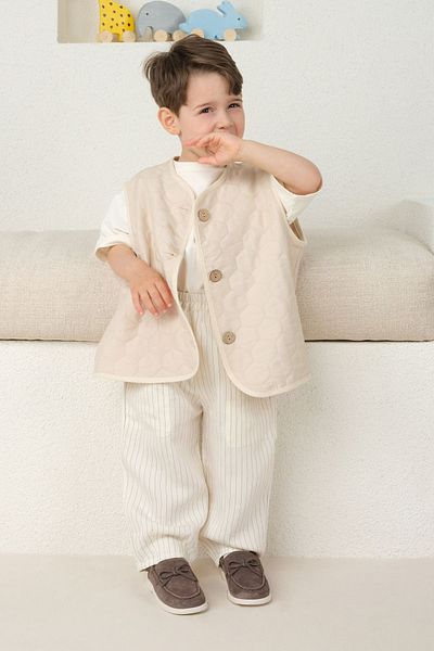 Mioma Kids Beige Color Oversize Vest