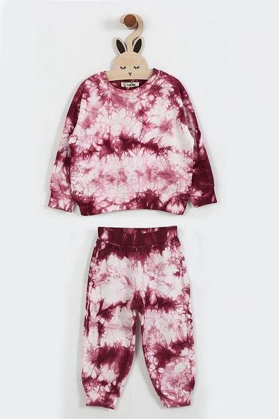 LUESS Unisex Children's Batik Patterned 3 Thread Tracksuit Set Without Racking