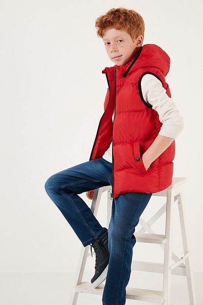 Lela Zippered Hooded Pocket Puffer Vest Unisex Children'S VEST 5761983
