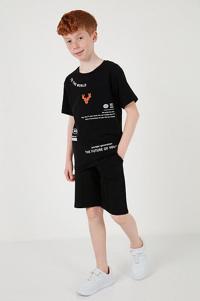 Lela Cotton Printed Crew Neck Short Sleeve Shorts Suit Boys' SET6212010