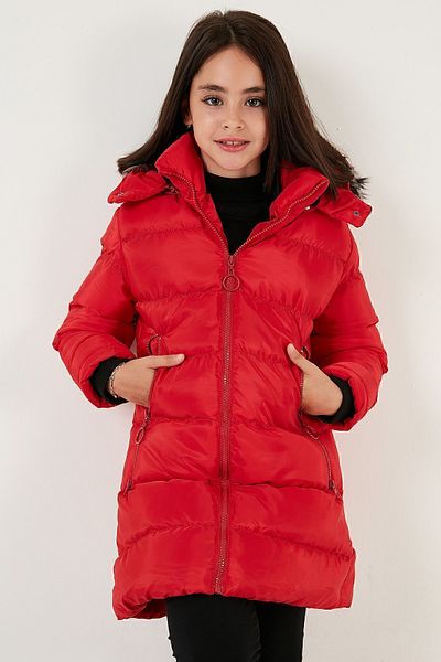 Lela Plush Lined Faux Fur Collar Removable Hooded Winter Girl's Coat 5766038