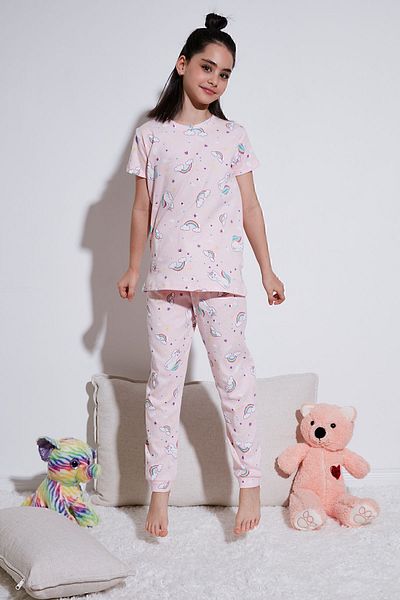 Lela 100% Cotton Crew Neck Short Sleeve Pajamas Set Girl's Suit6651002