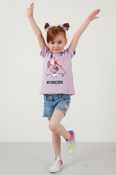 Lela Tricou din bumbac cu decolteu rotund cu imprimeu Tricou pentru fete6211027