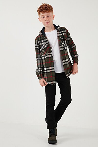 Lela Πουκάμισο ξυλοκόπο με κουκούλα για αγόρια - Διπλή τσέπη, καρό στάμπα CF25W81786