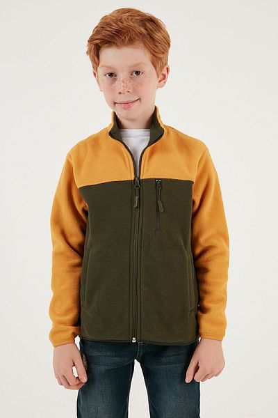 Lela Μαλακή υφή με φερμουάρ Color Block Stand γιακά τσέπη Fleece Unisex Παιδικό POLAR 5905001