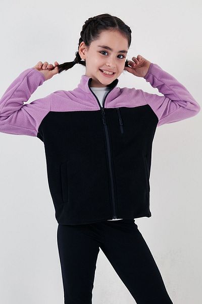 Lela Μαλακή υφή με φερμουάρ Color Block Stand γιακά τσέπη Fleece Unisex Παιδικό POLAR 5905001