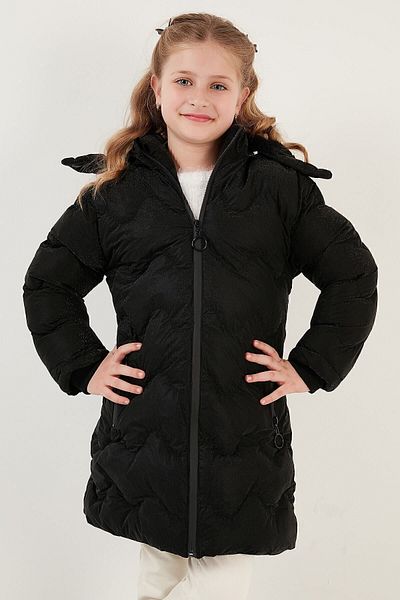 Lela Plush Lined Winter Girls' Coat with Removable Collar and Hooded