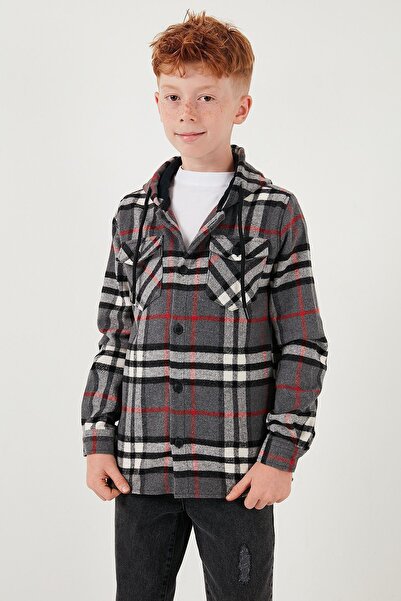 Lela Хлопчача сорочка з капюшоном та двома кишенями, картатий візерунок CF25W81786