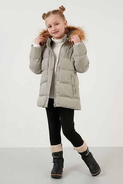 Lela Kabát s kapucí, límečkem z umělé kožešiny a kapsami Dívčí kabát 6028720