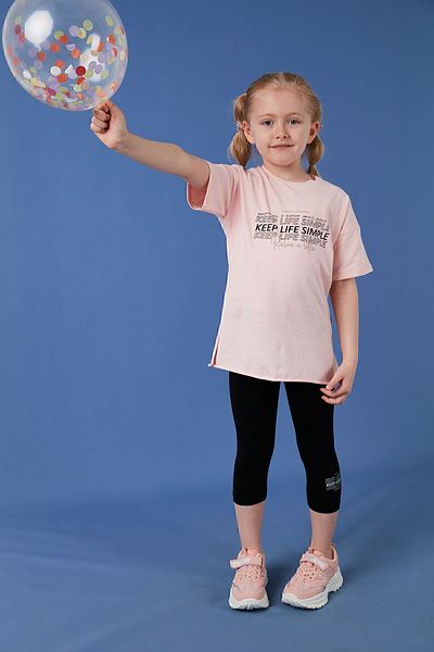Lela Cotton Crew Neck Short Sleeve Tights Top and Bottom Set Girl's SET6212007
