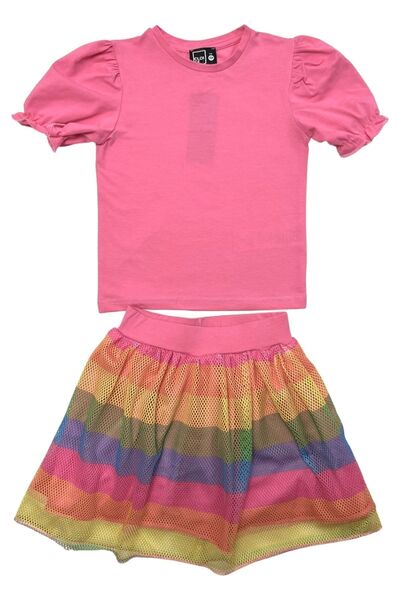 Cloise Set fustă fucsia pentru fetiță cu pantaloni scurți