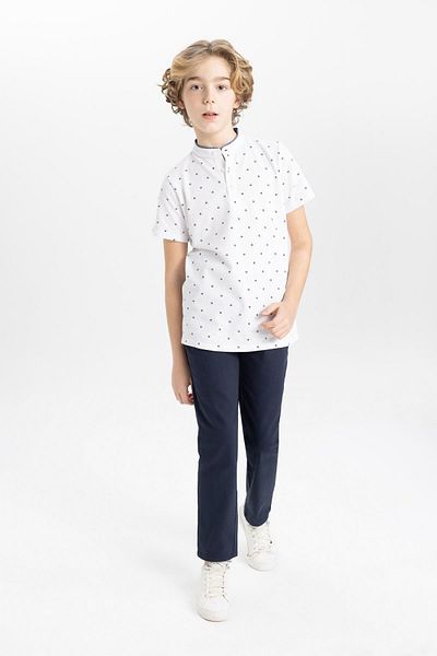 DeFacto Tricou polo pentru băieți - guler judecător, piqué cu model, mânecă scurtă B5938a824sm
