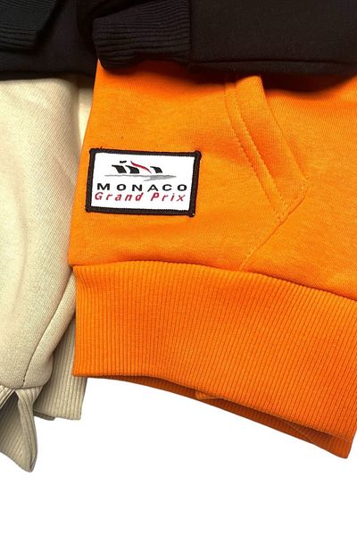 Cloise Σετ αθλητικής φόρμας Unisex με μαύρο-πορτοκαλί κουκούλα Raglan Sleeve - 3 Thread Raster