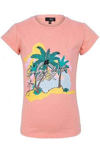 BRZ KIDS Tricou pentru fetiță cu imprimeu cu palmieri