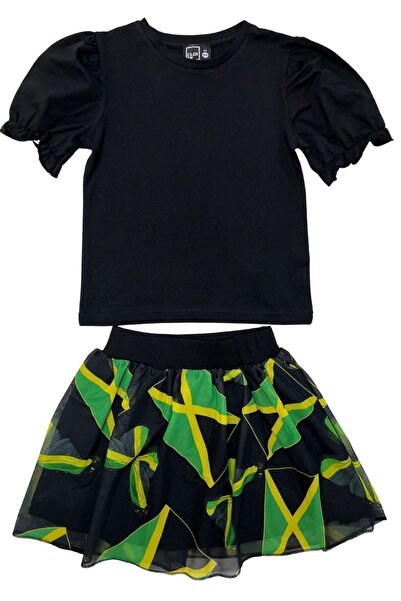 Cloise Girl's Black Skirt Set with Shorts