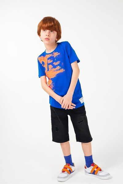 BRZ KIDS Tricou cu mânecă scurtă pentru băiat cu imprimeu neon