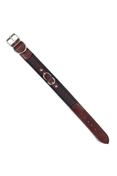 Lino Double Layer Leather Neck Collar - Nickel Plated, Adjustable Brown - Ln05