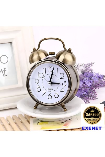 EXENET Nostaljik Çalar Saat Klasik Retro Masaüstü Dekoratif Antika Ev Ofis Ak...