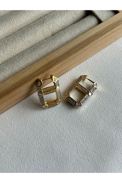 ringbox Serenay Earrings - Gold Zircon Stone Detailed