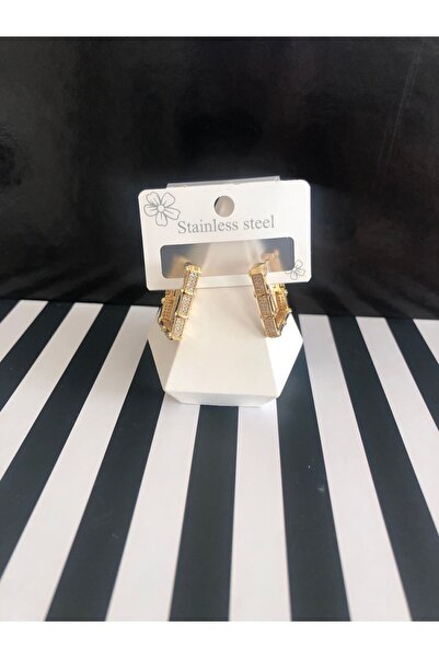 Shimmer 14 Ayar Rengin De Serenay Leyla Zirkon Taşlı Çelik Küpe