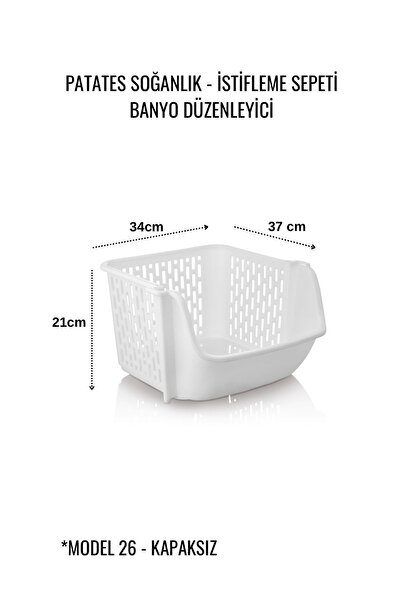 VALENT 4 Adet Patates & Soğanlık, Katlı Sebzelik, Oyuncak Sepeti, Banyo Organizeri Beyaz