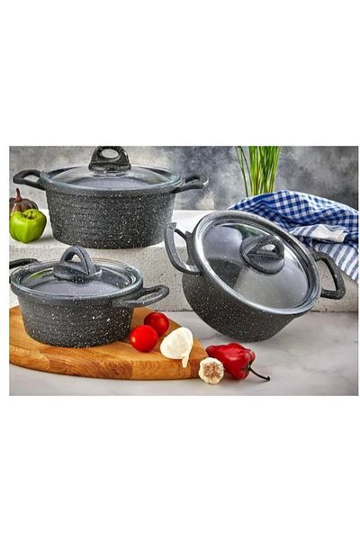 First Class Granite Deep Pot Set Platinum