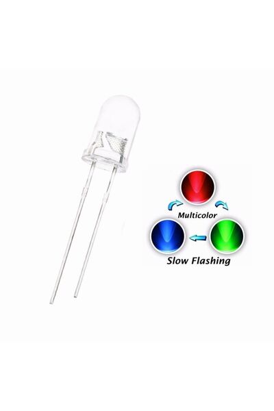 LEDONLİNE 10 Adet 5mm 2 Pin Rgb Led Flash Hızlı Fast Arduino