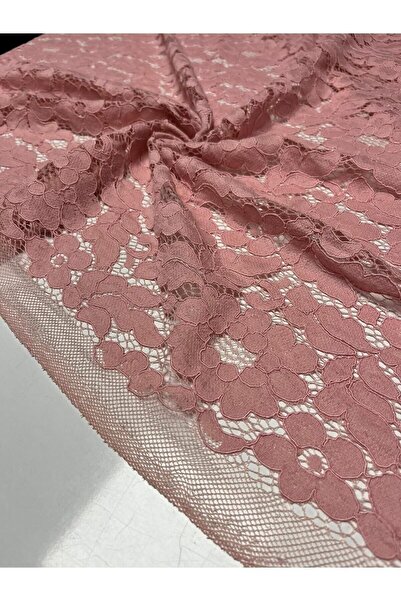 Kumaş sever Pembe RenkGül Çiçek Desen Fransız Güpür Kumaş Giyim abiye