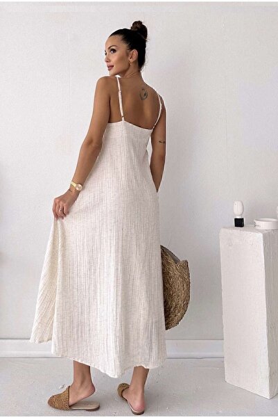 SEZON MAGAZALARI Γυναικείο φόρεμα με λουράκι με σχοινί - Φαρδιά γραμμή