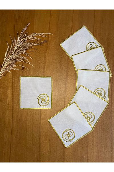 Smiling Home 6 τεμάχια Gardenia λινό χρυσό χρώμα Χαρτοπετσέτα παρουσίασης κοκτέιλ με κομψό σχέδιο