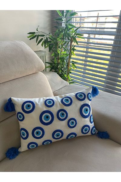 en gözde home PUNCH EMBROIDERED EVIL EYE BEAD EMBROIDERY KIRLENT CASE