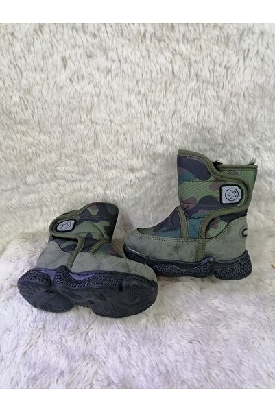 Özgür Kids Bebe I?çi? Yünlü Kamuflaj Erkek Çocuk Kar Botu.