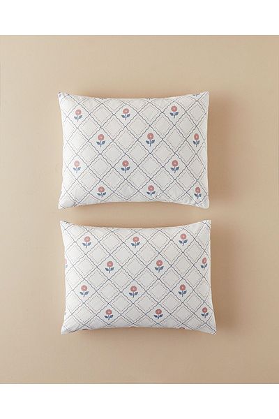 English Home Ornament Blossom Bumbac Pachet 2 Fete de Perna Albastru - Roz