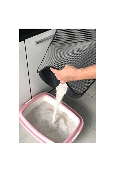 Tiktak sepette Kedi Tuvalet Önü Kum Toplayıcı Temizleyici Elekli Gri Paspas (K0)