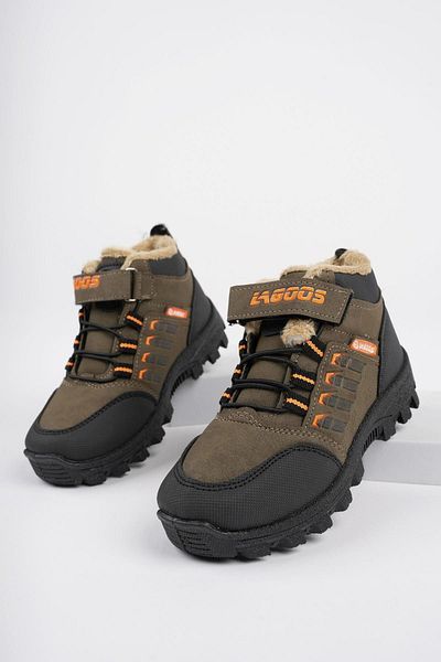 MUGGO Bob Guaranteed Schnür-Klettverschluss-Unisex-Kinder-Outdoor-Winterstiefel mit Fell innen