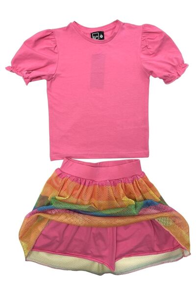 Cloise Set fustă fucsia pentru fetiță cu pantaloni scurți