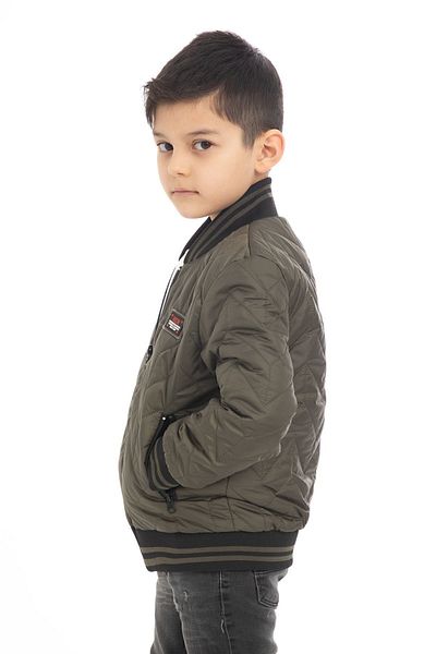 Outriverkids Khaki Boy's Jacket - College Collar, Lined, Water and Windproof, Zippered Pocket Jacket