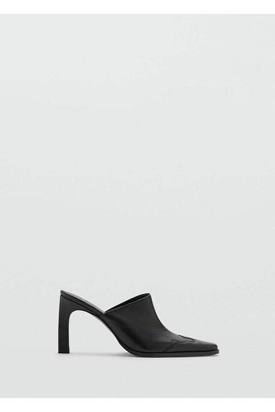 MANGO Woman Leather Pointed Slingback Shoes