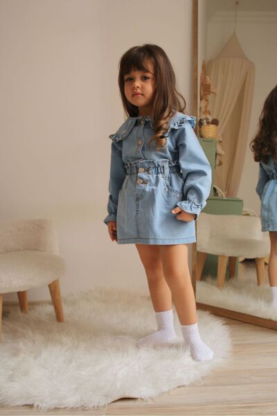 Generic Brand Girl's Denim Shirt and Denim Skirt Set