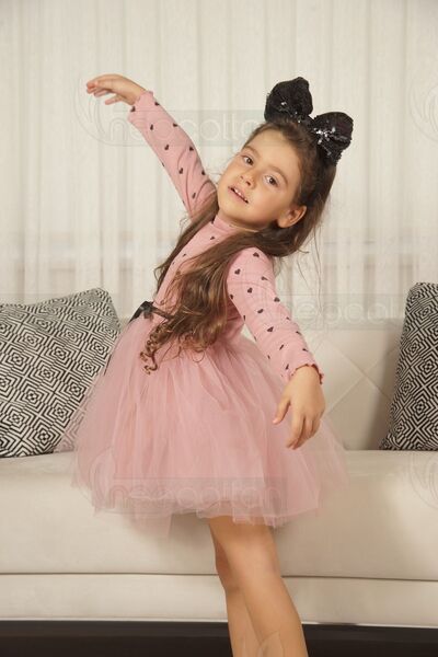 neocotton Βρεφικό φόρεμα με μακρυμάνικο τούλι με φόδρα για γενέθλια και ειδικές περιστάσεις