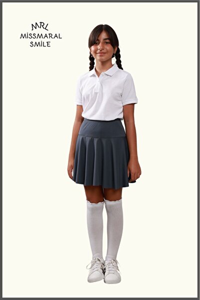missmaral High Waist Girls Skirt - Anthracite/Grey School Skirt with Shorts