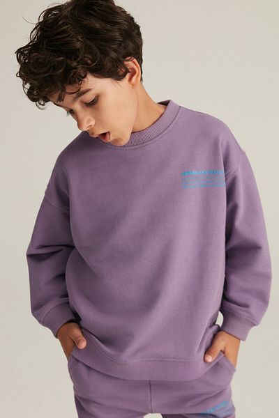 GRIMELANGE Gaspar Boy Lilac Top and Bottom Set - Cotton-Polyester