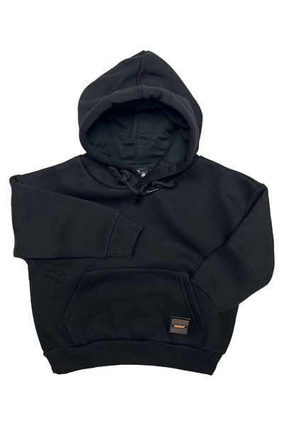 Cloise Hanorac pentru copii cu glugă stemă 3 fire rastered Negru