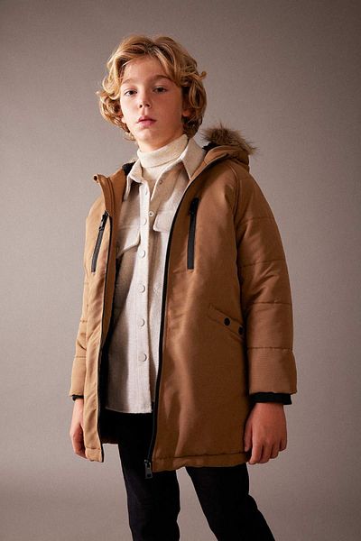 DeFacto Boy - Water Repellent, Removable Furry Plush Lined Coat A2733a823cw