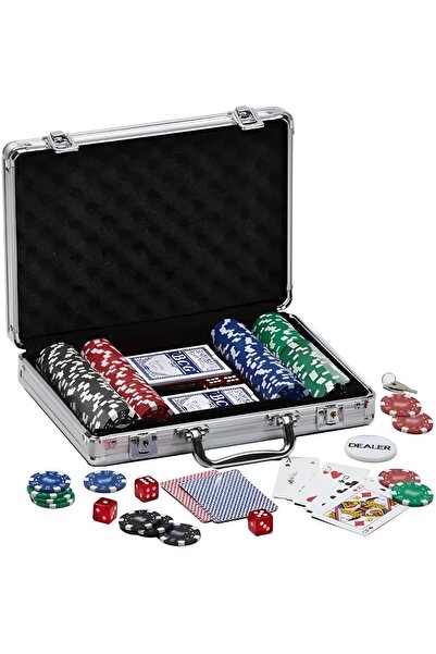 EXENET Profesyonel Poker Seti Özel VIP Metal Çantalı 200 Fiş Casino Oyunu Tex...