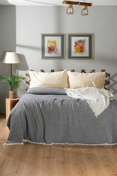 Dokubba King Size Muslin Bedspread - 100% Cotton Muslin Pique, 4 Layers - (260×280)