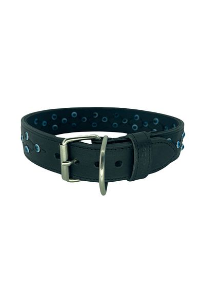 Rebel Dog Premium Genuine Leather Handmade Dog Collar with Evil Eye Beads 66cm//4cm (53cm-62cm Hole Distance)